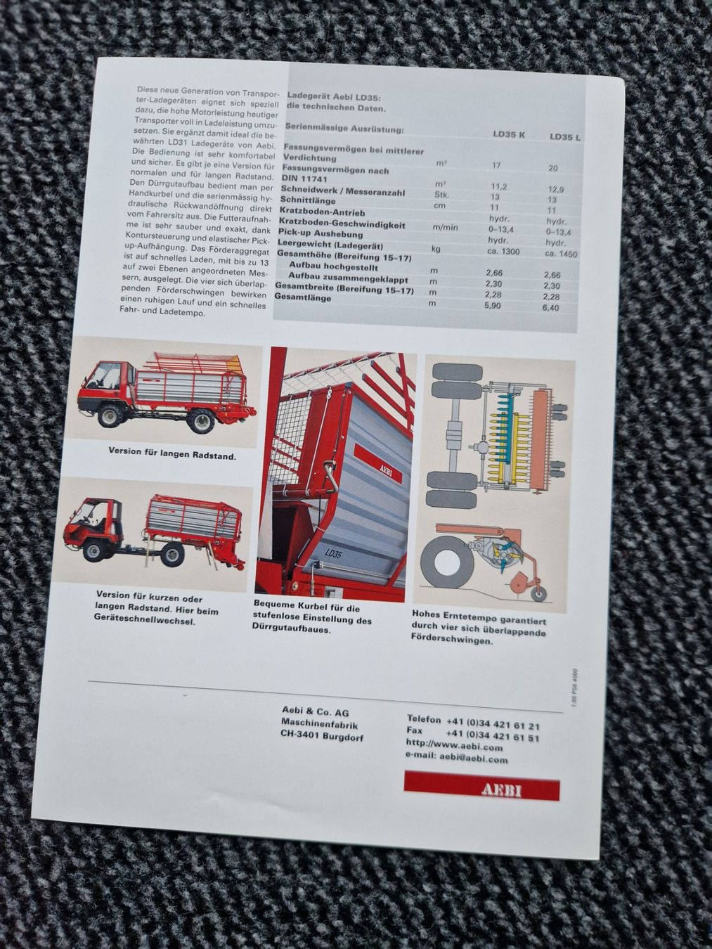 Aebi Trattori: Original Prospekt Aebi Transporter Ladegerät LD35 – Usato da Dürnten venduto da Bachtel84 1