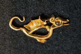 Goldener Drache Anhänger, Vintage Modeschmuck