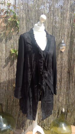 Veste longue cardigan noir FORLA, taille 2/M-L, NEUF