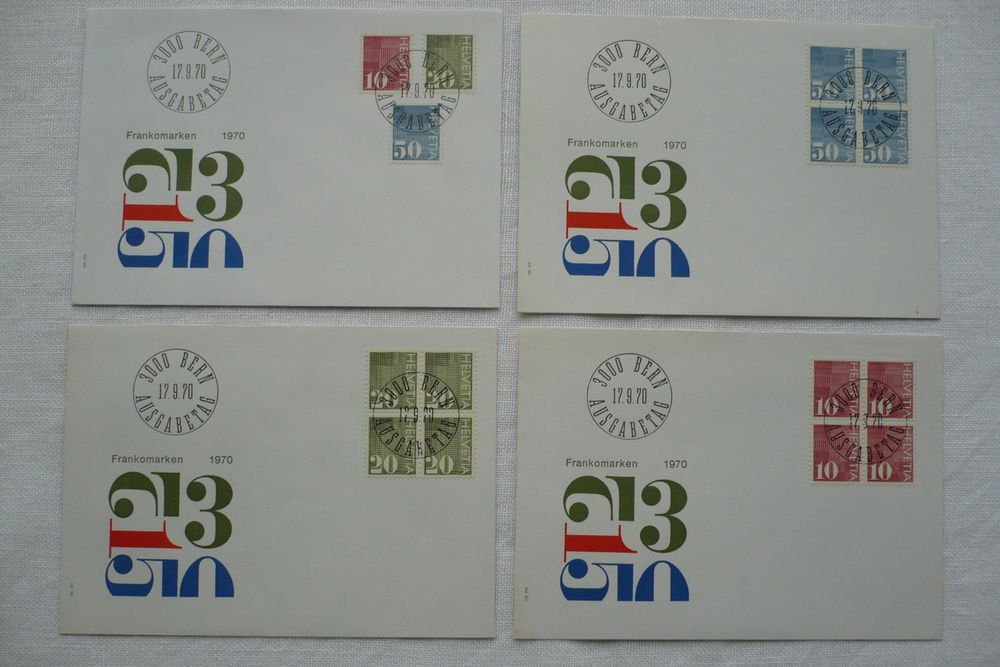 1970 Ziffermuster 4 FDC Satz & 4er-Blocks SBK 483 - 485 (Gebraucht) in ...