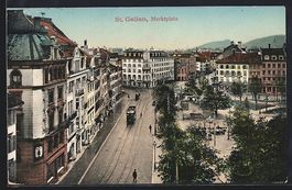 St. Gallen, Marktplatz mit Strassenbahn