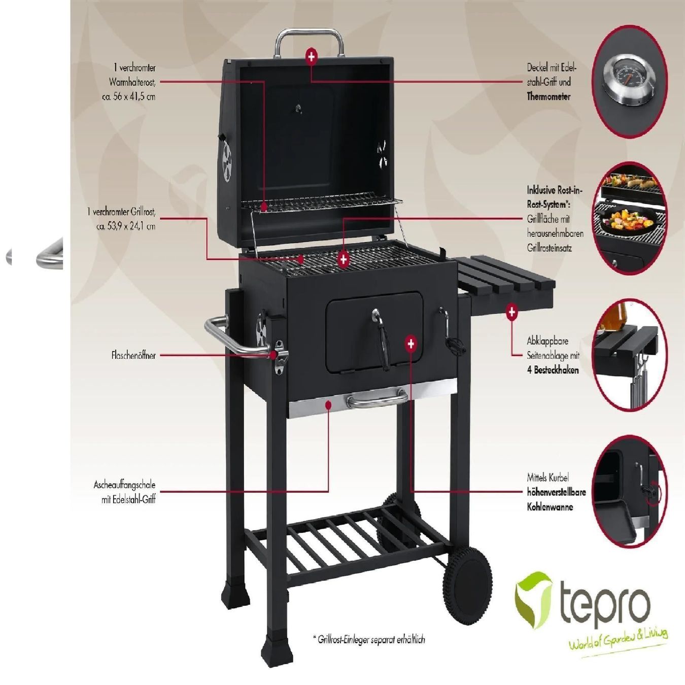 Griglie: Gartengrill Grillwagen Grill Grillfläche: 56x42cm – Nuovo e nell'imballaggio originale da Wallenwil venduto da toesstal-vertrieb 6