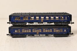 CIWL Modellbahnwagen blau Trix Spur N ohne OVP , 2 Stk