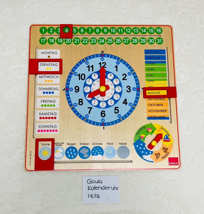 Goula Lernuhr Für Kinder - Spielerisch Uhrzeit, Monate & Jahreszeiten Lernen