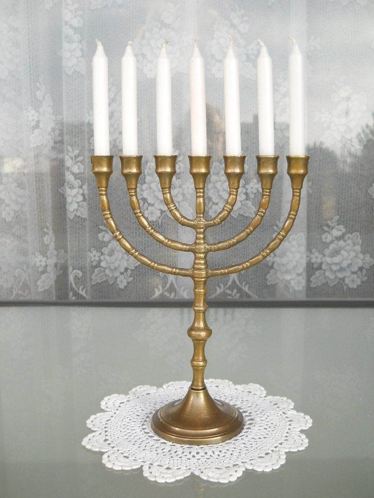 Portacandele: 24,5cm Original jüdischer David Messing Kerzenständer MENORA – Usato da Ostermundigen venduto da eschbe