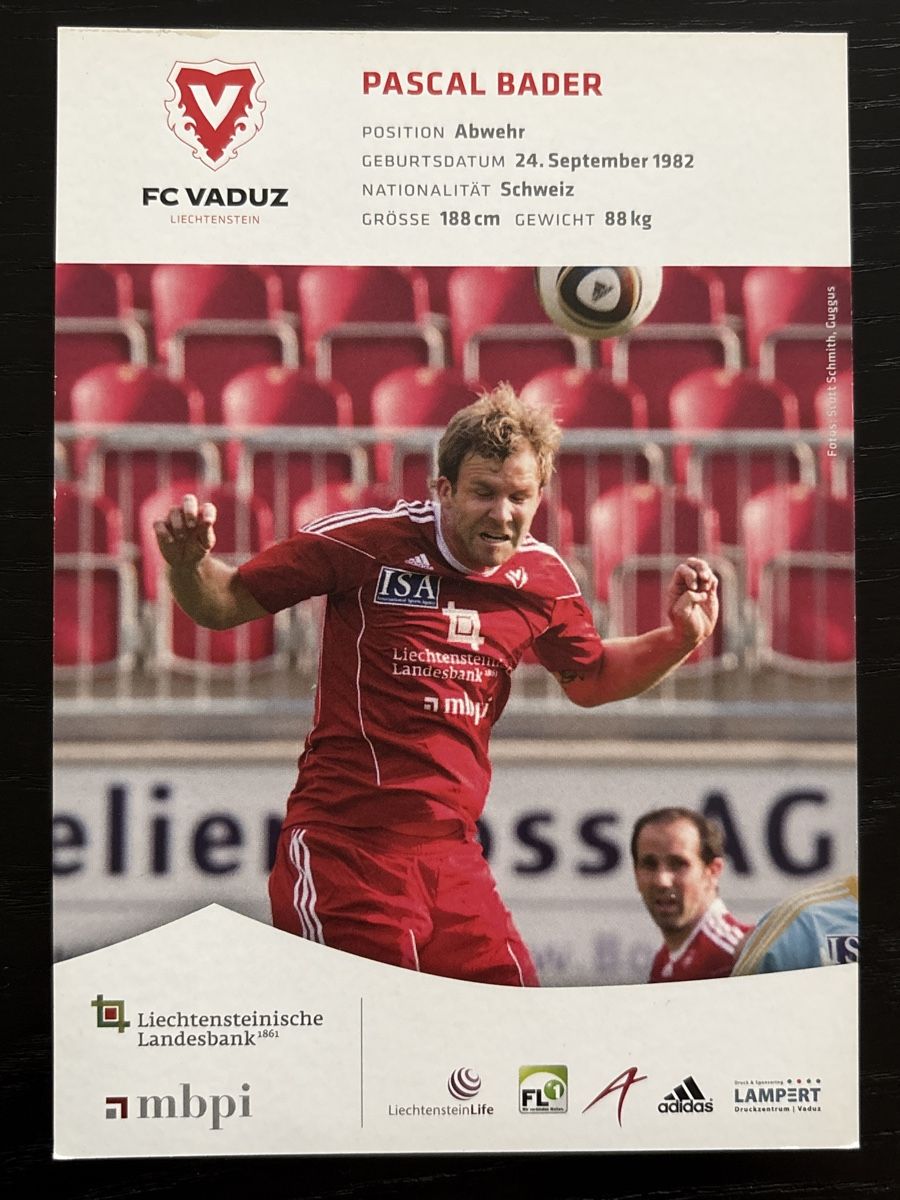 Autogramme: FC Vaduz Autogrammkarte Pascal Bader signiert – Gebraucht aus Uetendorf von hoisle 1