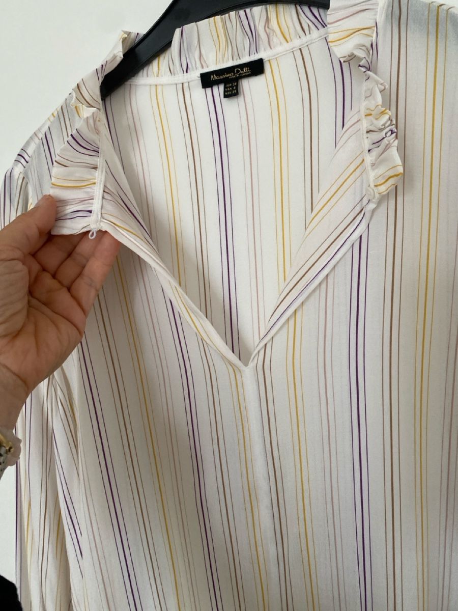 Massimo Dutti Camicette: Massimo Dutti striped ruffle neck blouse size 38, perfect fo – Nuovo (secondo la descrizione) da Herrliberg venduto da non_5qdb 3