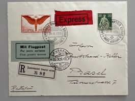 Flugpostbrief Comptair Lausanne 1924 CS5
