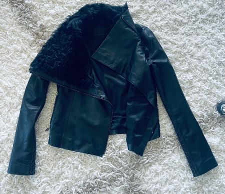 Damen Leder Jacke mit Pelz Kragen hohe neue Preis
