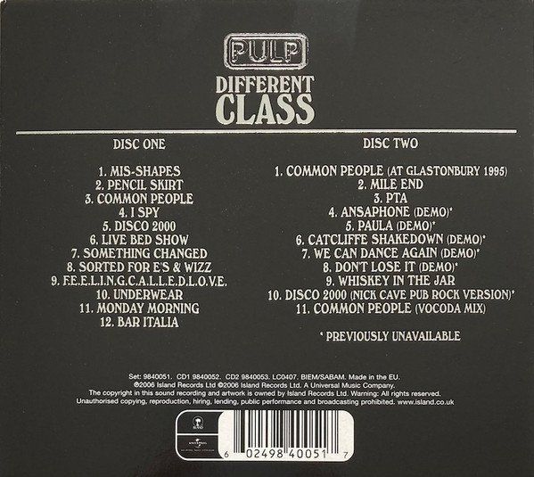 CD: 2-CD Pulp - Different class (2005, Deluxe ed. Digipak) – Usato da Möriken AG venduto da mineralia 1