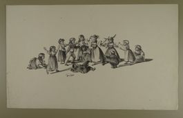 KINDER, KINDERSPIEL, BLINDEKUH, LITHOGRAPHIE NACH G. MIND