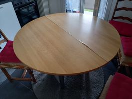 Table ronde 120cm de diamètre avec rallonge de 40cm