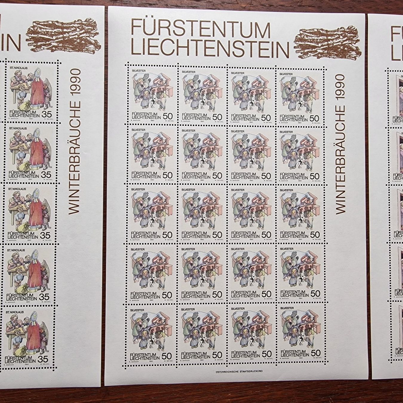 Tutti i francobolli: FL 1990 Serie Bogen "Winterbräuche" postfrisch – Nuovo (secondo la descrizione) da Aesch LU venduto da briefmarken.uray 2