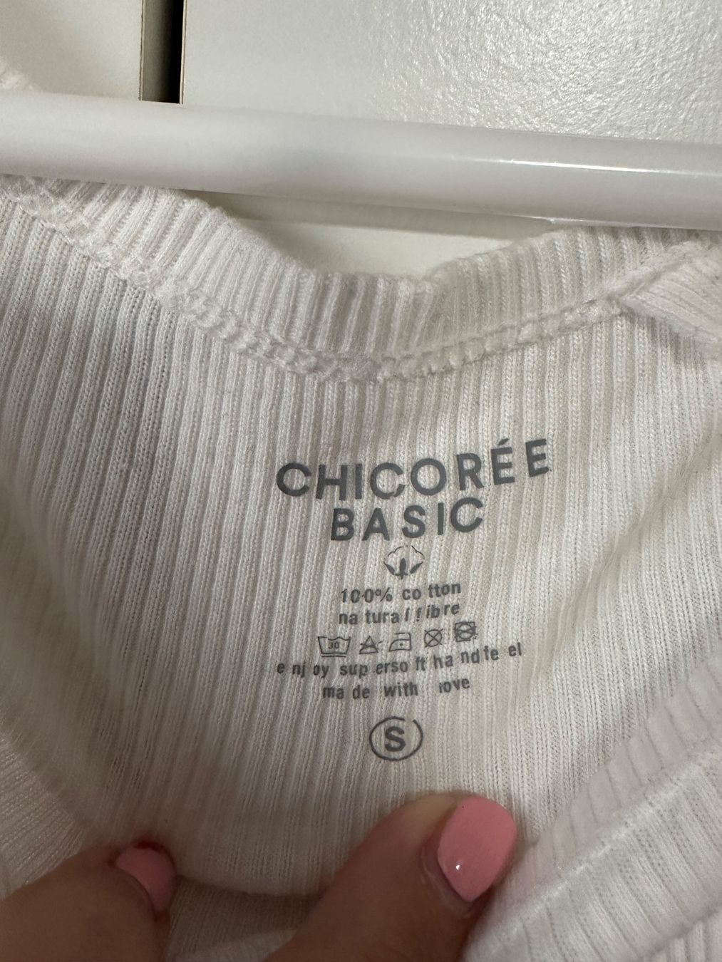 T-Shirts: Damen Rippshirt CHICORÉE BASIC Weiss Grösse S mit Fleck – Gebraucht aus Schaan von Hermine2018 2