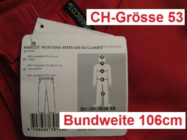 Pantaloni: Arbeitshose MASCOT Montana Gr. 53 rot, neu – Nuovo (secondo la descrizione) da Eschenbach SG venduto da brocarte 8