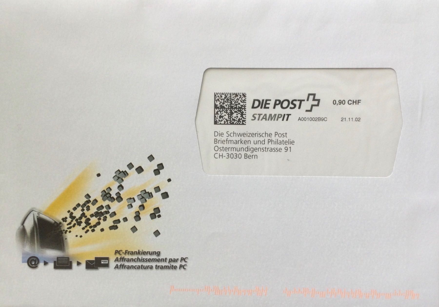 Tutti i francobolli: 4er Serie FDC: PC-Frankierung STAMPIT (Schweizer Post) 2002 – Nuovo (secondo la descrizione) da Oftringen venduto da Waltereg 2