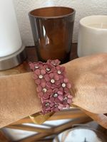 Bracelet fleurs en cuir 19-21 cm