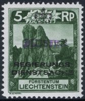 5 Rp. Drei-Schwestern-Berg Dienstmarke m. Handstempel MUSTER
