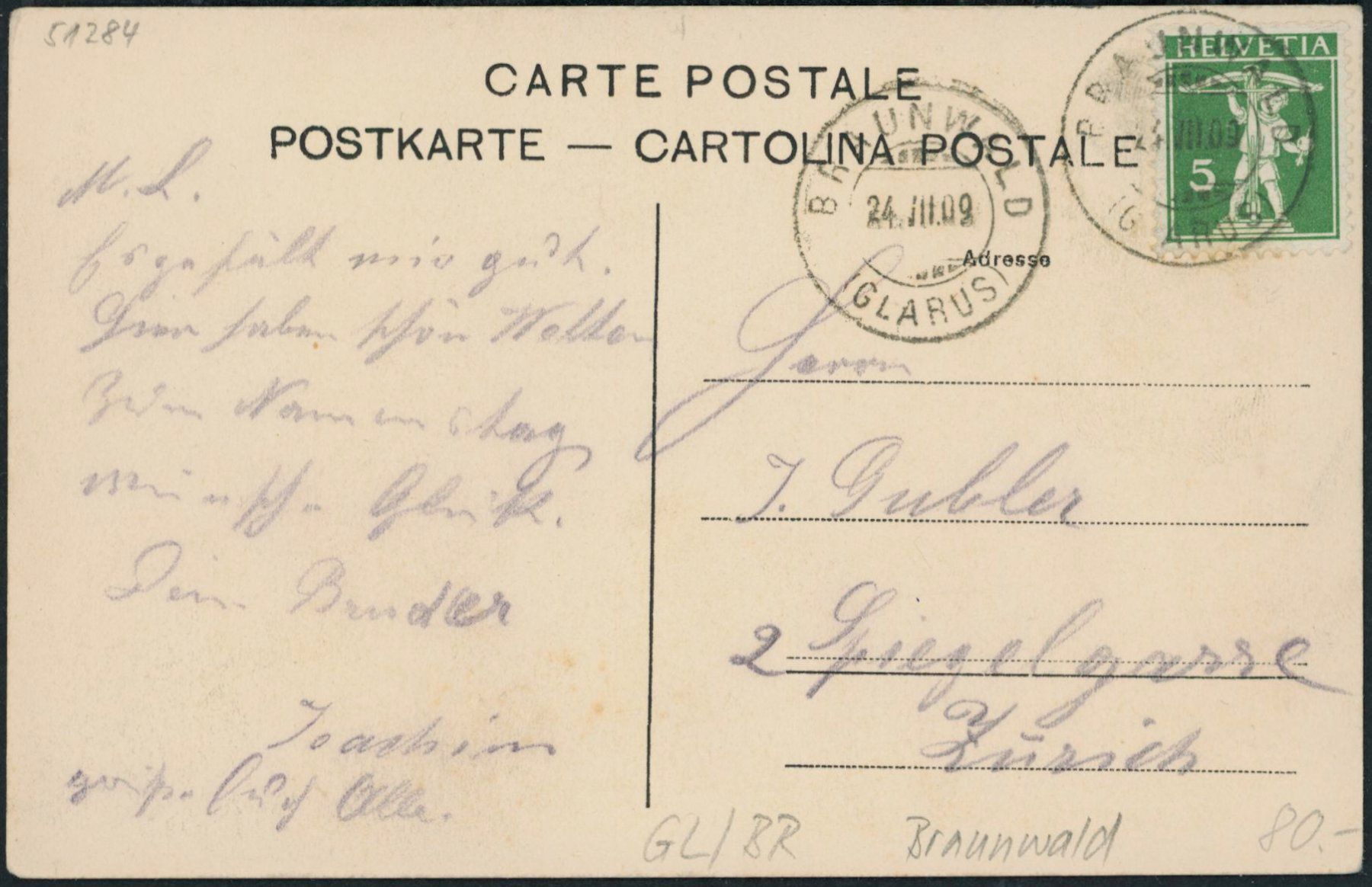 Cartoline postali: GL Braunwald – Usato da Schindellegi venduto da stationary 1