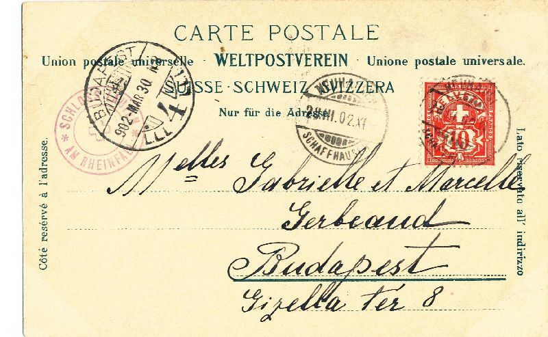 Cartoline postali: Rheinfall - Schloss Laufen Stempel + 1902 – Usato da Emmenbrücke venduto da teestube 1