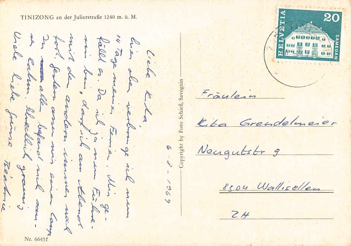 Cartoline postali: GRUSS aus TINIZONG GR – Usato da Winterthur venduto da SchatzchischtliWinti 1
