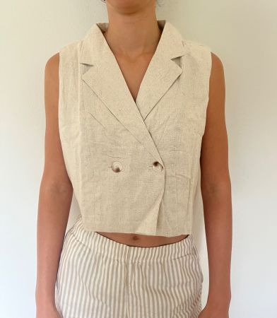 Leinen Damen Weste/Vest beige