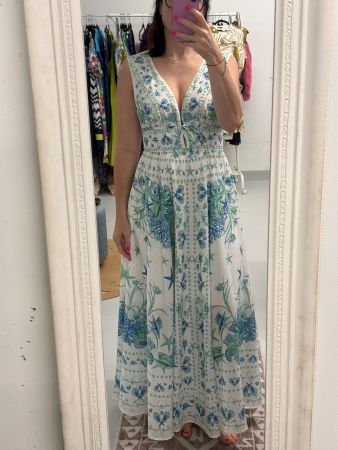 Hemithea Maxikleid Gr. L weiss blau Print griechisch