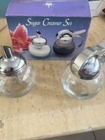 Zucker- & Rahmspender Set aus Glas mit Chromdeckel – inkl. O