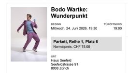 Bodo Wartke, 1 Ticket, 24.06.26, Zürich