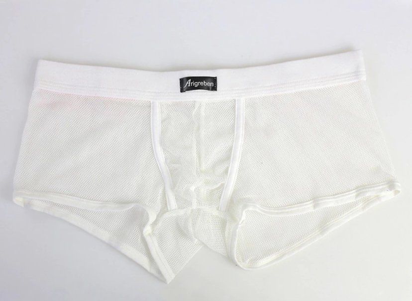 Weiße Netz-Slips für Herren, durchsichtige Unterwäsche