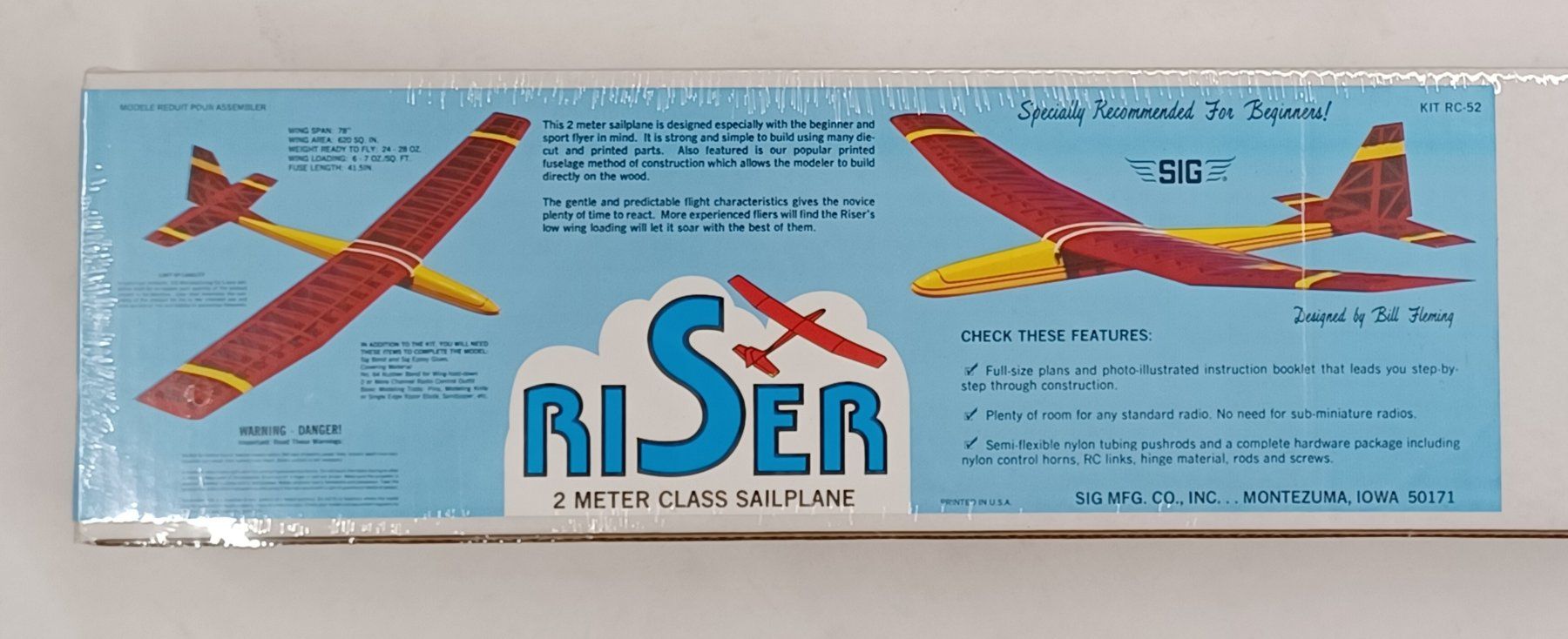 SIG Riser R/c Balsa 2 Meter Sailplane Kit Rc-52 (Neu und ...