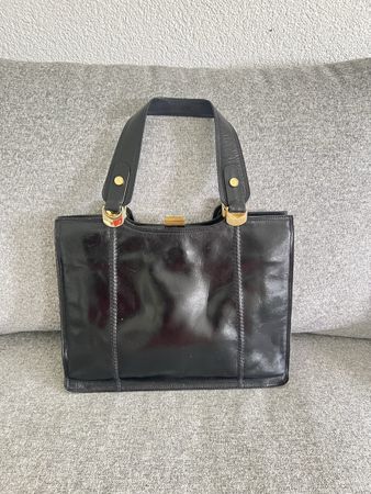 Lederhandtasche, 70jährig, Unikat, schwarz
