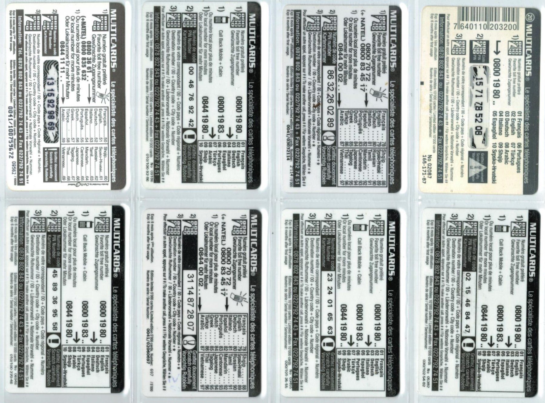 Schede telefoniche: 8 Multicards Telefonkarten – Usato da Zürich venduto da Tolima194 1
