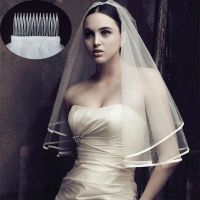 NEUER Braut Schleier IVORY mit Kamm 75 cm - 220074