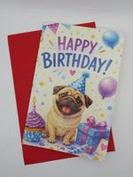 Geburtstagskarte - MOPS mit Umschlag - Neu - 16x11cm