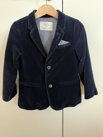 Edler Samt Blazer von Zara, Gr. 104, Dunkelblau, Top Zustand