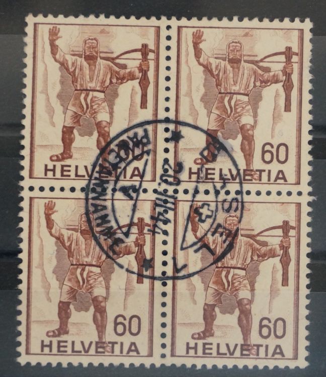 Tutti i francobolli: CH - Werbemarken - Zst. Nr. 244 - Viererblock - Basel – Usato da Rombach venduto da SH_Briefmarken