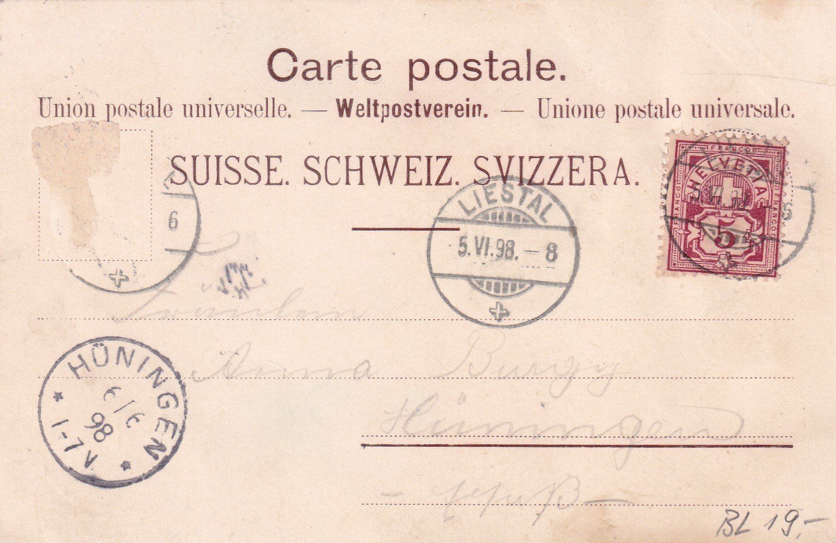 Cartoline postali: Ansichtskarte Gruss von der Gempenfluh – Usato da Birsfelden venduto da Sakurajima 1