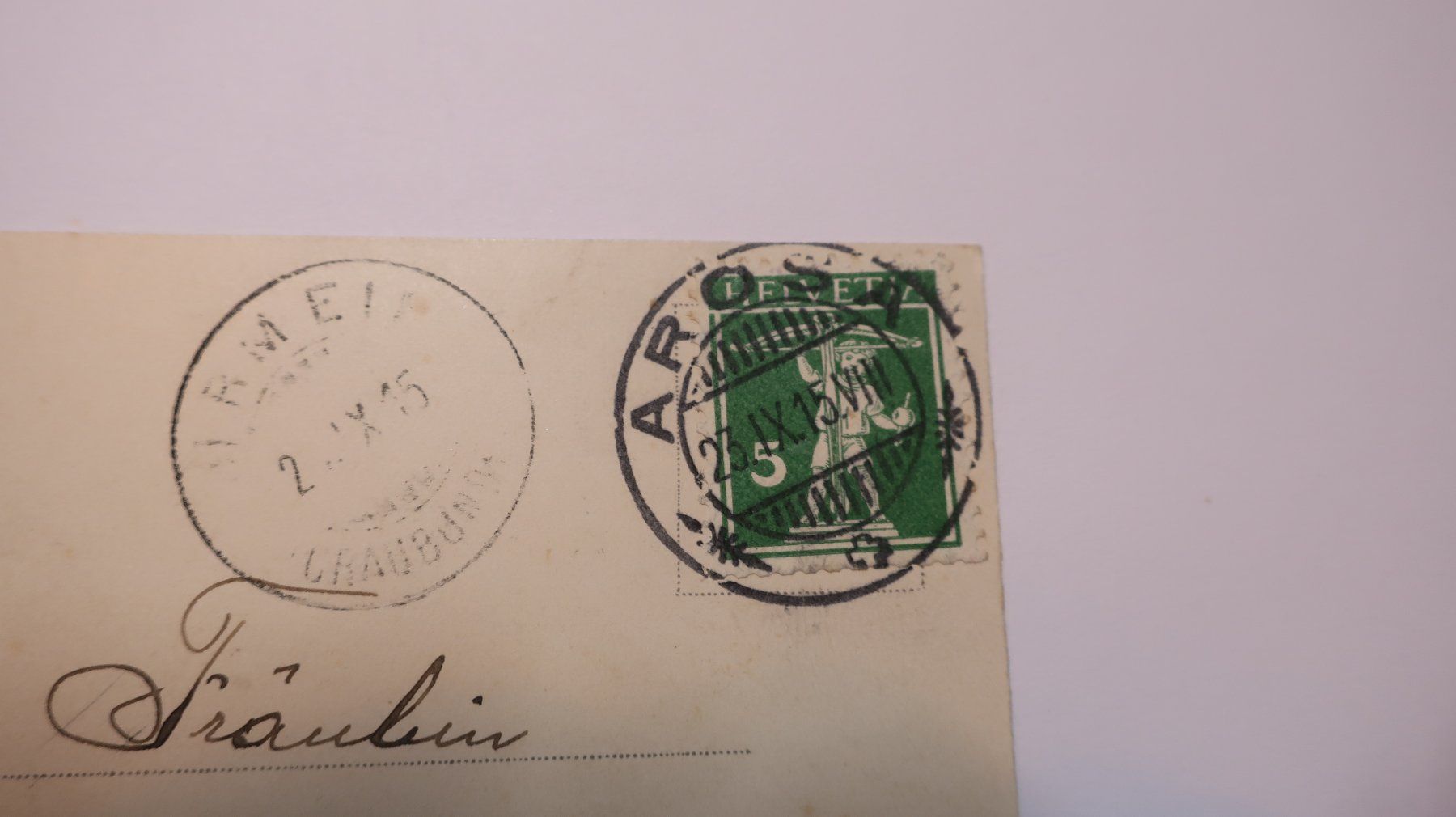 Ansichtskarten: Arosa 1915 – Gebraucht aus Cormoret von Pascalll2001 3