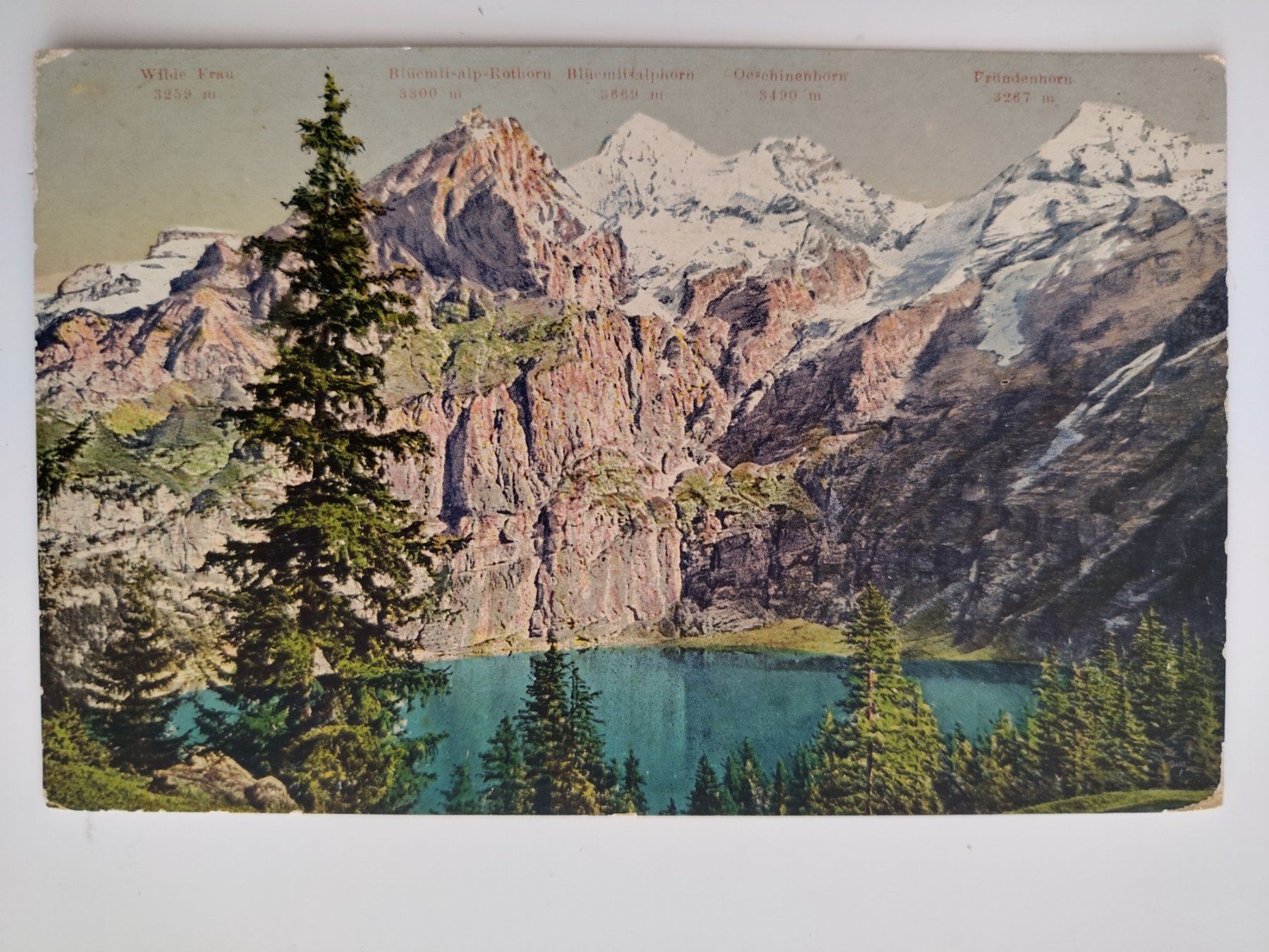 Cartoline postali: Öschinensee mit Blüemlisalp , uralt – Usato da Ohmstal venduto da Lebensfreude05