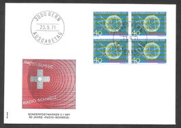 FDC Nr. 504 Viererblock ET Bern 23.9.1971 schön illustriert