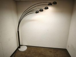 Bogenlampe Marmorsockel 5 Flammen Metall Italy Design 2m