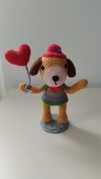 Handmade Knitted Dog with Heart Balloon - Valentin's Day♥️