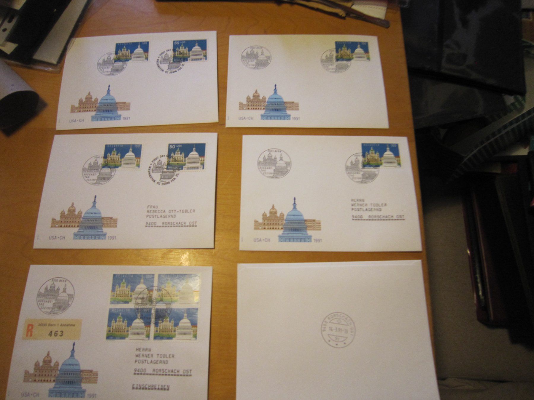 Tutti i francobolli: CH 1991 FDC schöne Marken USA CH – Usato da Gordola venduto da Polentaefung