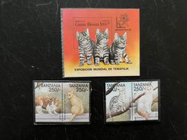 1985 Guinea und Tanzania Katzen Block  **   (A968)