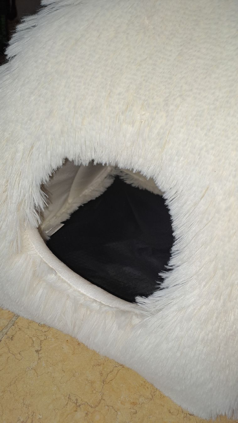 Liege- & Schlafplätze: Maisonnette pour chat en peluche blanc – Neu (gemäss Beschreibung) aus Rolle von Loutre84 5