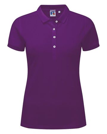 Damen Stretch Poloshirt Russell, Purple, Gr.S