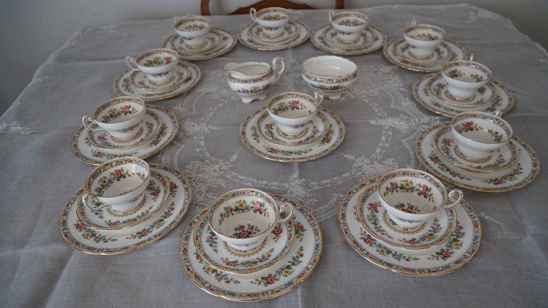 Set di piatti: Kaffe/Teeset Ming Rose Goldrand 38 Teile – Usato da Bern venduto da Antikbatik
