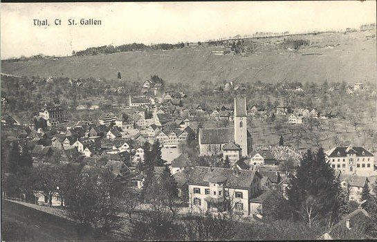 Cartoline postali: Thal SG Ortsansicht  , 1913 – Usato da Solothurn venduto da Bepposol