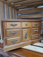Vintage Schmuckkasten Holz mit Spiegel, 9 Schubladen Top!